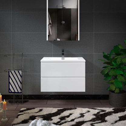 WOODBRIDGE 23-5/8 in. W x 19-5/8 in. D Wall Mounted Floating Vanity in Glossy White with Resin Composite Vanity Top in Glossy White