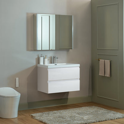 WOODBRIDGE 23-5/8 in. W x 19-5/8 in. D Wall Mounted Floating Vanity in Glossy White with Resin Composite Vanity Top in Glossy White