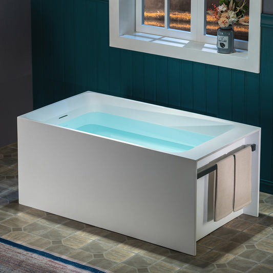 WOODBRIDGE 51-1/8" L x 27-1/2" Stone Resin Luxury Contemporary Solid Surface Freestanding Soaking Bathtub