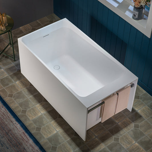WOODBRIDGE 51-1/8" L x 27-1/2" Stone Resin Luxury Contemporary Solid Surface Freestanding Soaking Bathtub