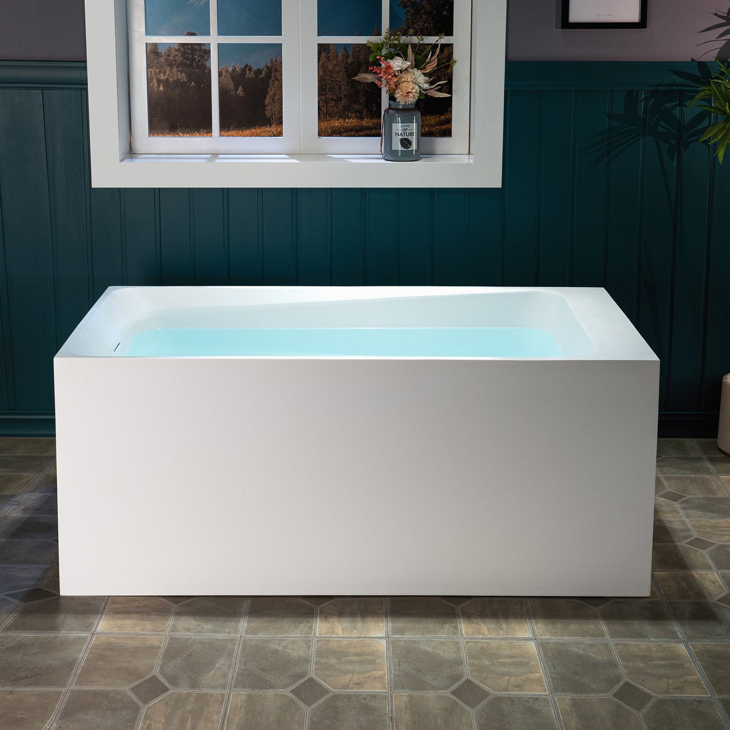 WOODBRIDGE 51-1/8" L x 27-1/2" Stone Resin Luxury Contemporary Solid Surface Freestanding Soaking Bathtub