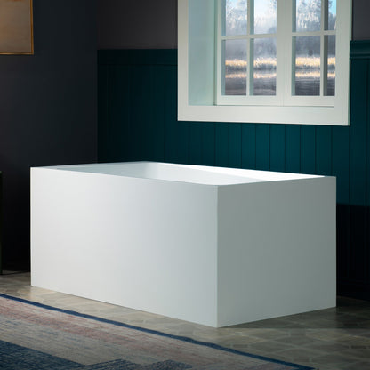 WOODBRIDGE 51-1/8" L x 27-1/2" Stone Resin Luxury Contemporary Solid Surface Freestanding Soaking Bathtub