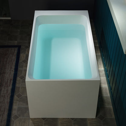 WOODBRIDGE 51-1/8" L x 27-1/2" Stone Resin Luxury Contemporary Solid Surface Freestanding Soaking Bathtub