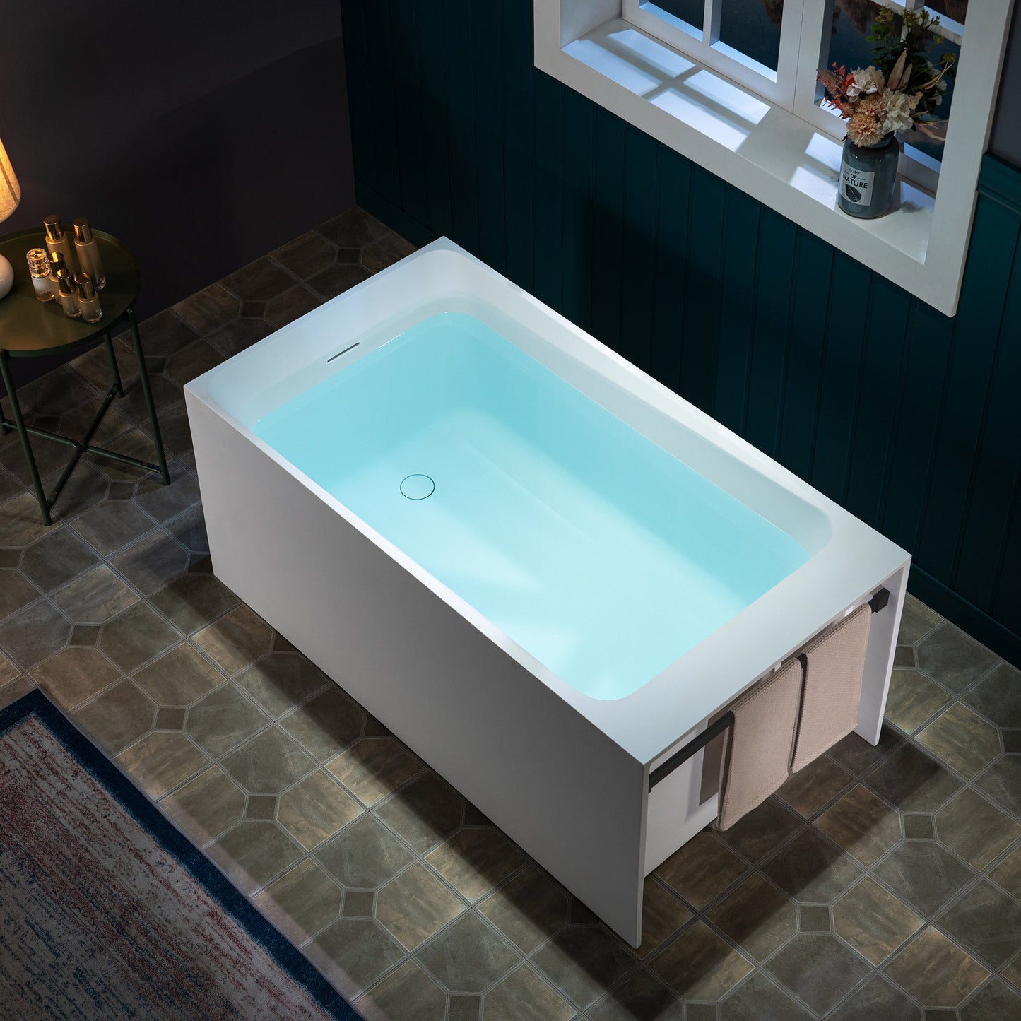 WOODBRIDGE 51-1/8" L x 27-1/2" Stone Resin Luxury Contemporary Solid Surface Freestanding Soaking Bathtub
