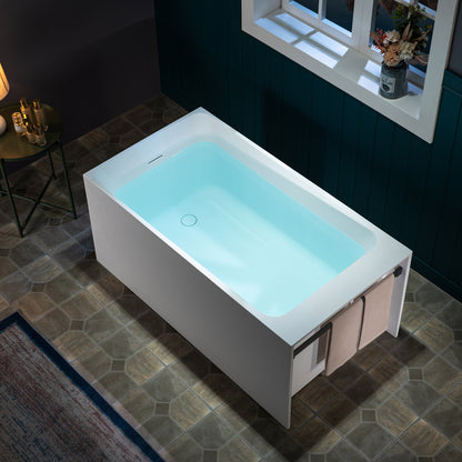 WOODBRIDGE 51-1/8" L x 27-1/2" Stone Resin Luxury Contemporary Solid Surface Freestanding Soaking Bathtub