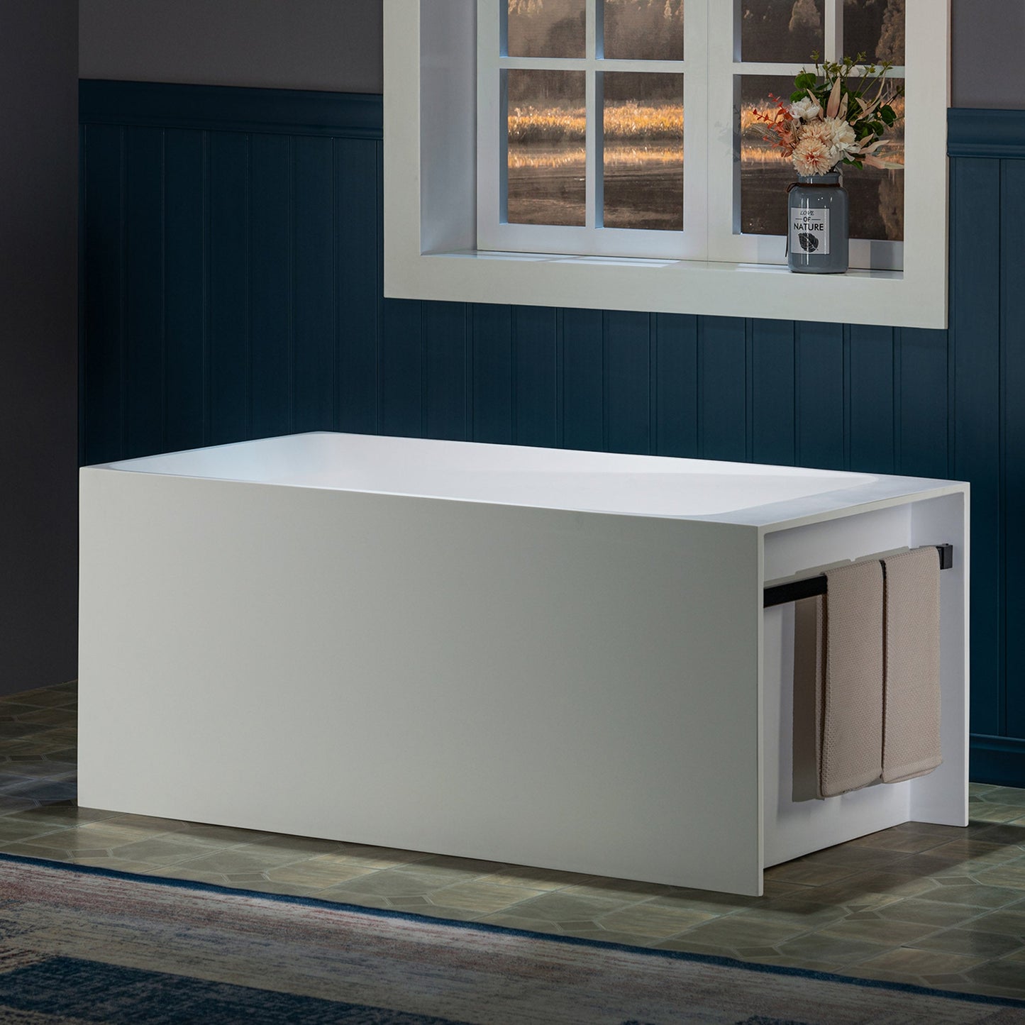 WOODBRIDGE 51-1/8" L x 27-1/2" Stone Resin Luxury Contemporary Solid Surface Freestanding Soaking Bathtub