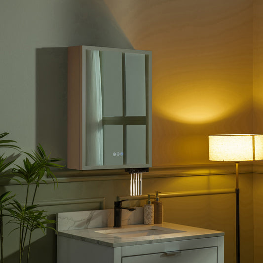 WOODBRIDGE Modern Rectangle 19.75" W x 27.75" H Smart Storage Medicine Cabinet with Anti-Fog Mirror, LED Lighting, and Compact Design