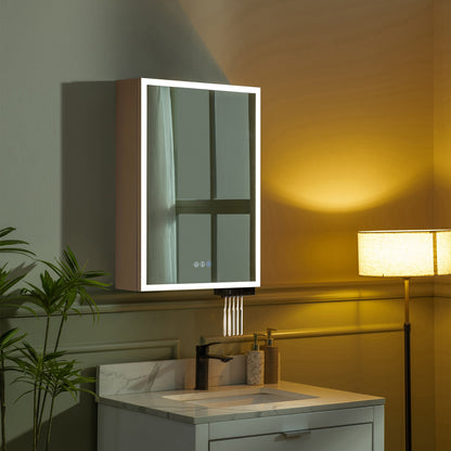 WOODBRIDGE Modern Rectangle 19.75" W x 27.75" H Smart Storage Medicine Cabinet with Anti-Fog Mirror, LED Lighting, and Compact Design