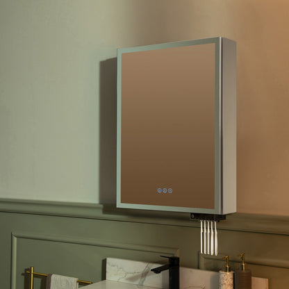 WOODBRIDGE Modern Rectangle 19.75" W x 27.75" H Smart Storage Medicine Cabinet with Anti-Fog Mirror, LED Lighting, and Compact Design