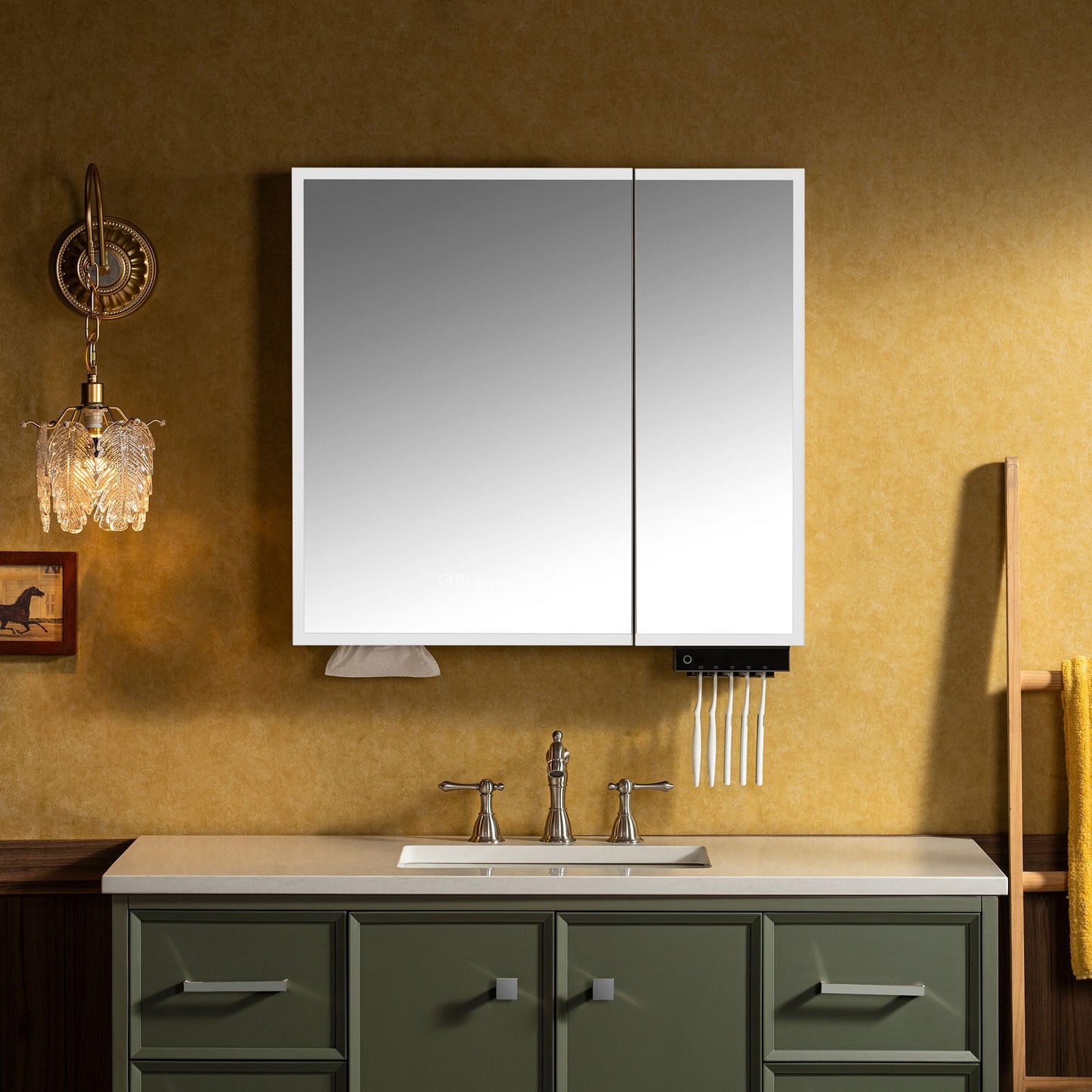 WOODBRIDGE Modern Rectangle 19.75" W x 27.75" H Smart Storage Medicine Cabinet with Anti-Fog Mirror, LED Lighting, and Compact Design