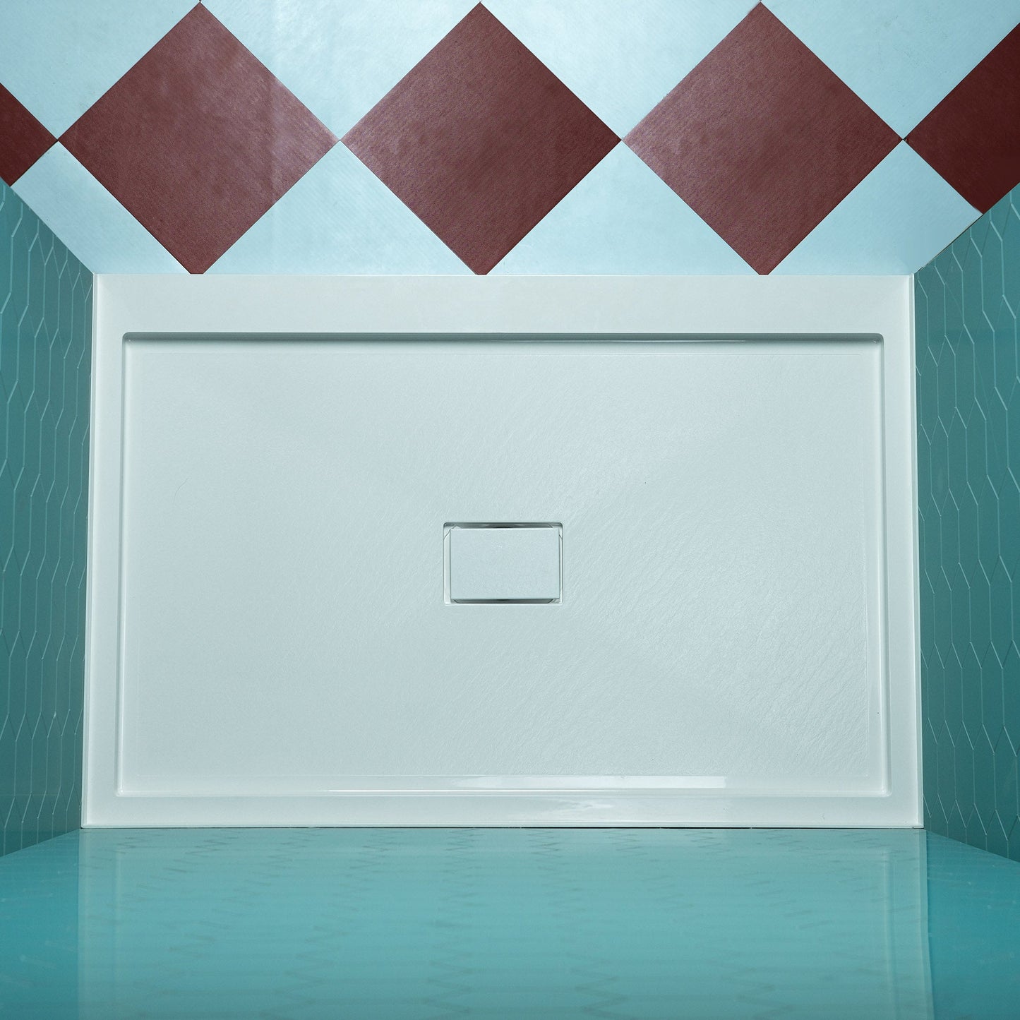 WOODBRIDGE 48 in. x 32 in. Solid Surface Shower Pan Base in White, Alcove Installation with Center Drain, Slip-Resistant & Mold-Resistant