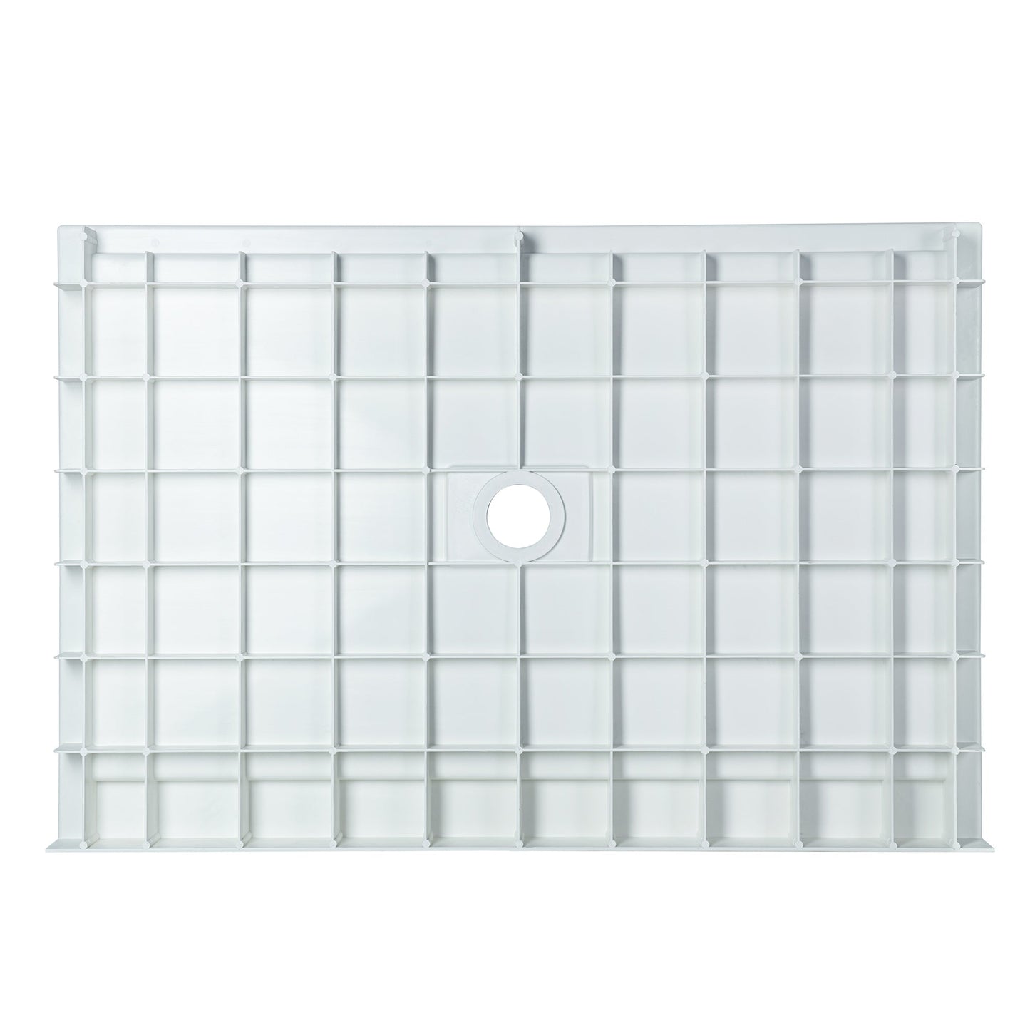 WOODBRIDGE 48 in. x 32 in. Solid Surface Shower Pan Base in White, Alcove Installation with Center Drain, Slip-Resistant & Mold-Resistant