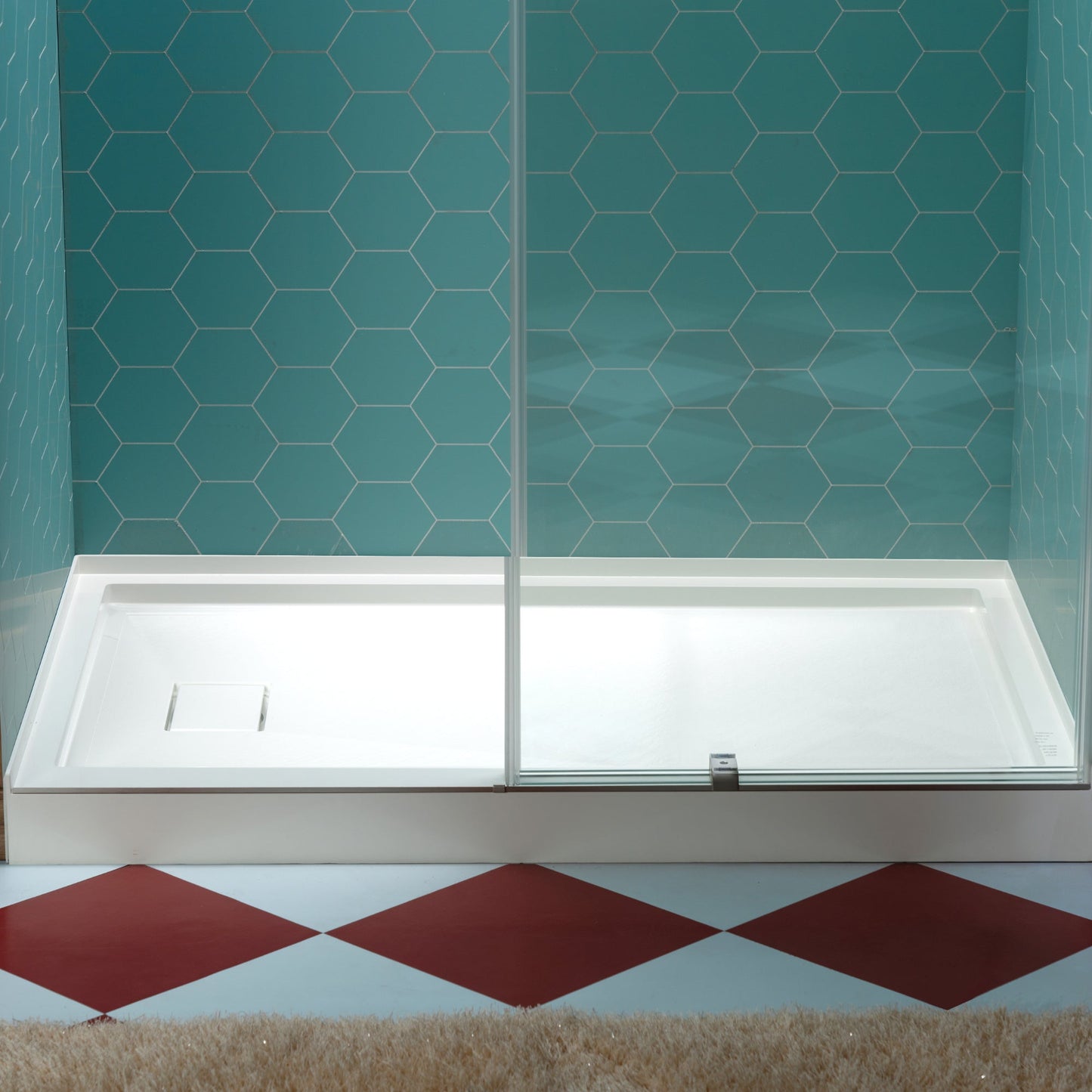 WOODBRIDGE 48 in. x 32 in. Solid Surface Shower Pan Base in White, Alcove Installation with Left Drain, Slip-Resistant & Mold-Resistant