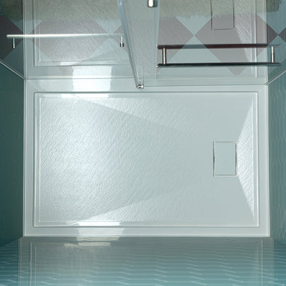 WOODBRIDGE 48 in. x 32 in. Solid Surface Shower Pan Base in White, Alcove Installation with Left Drain, Slip-Resistant & Mold-Resistant