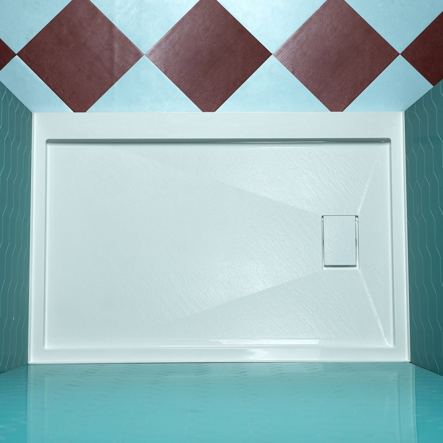 WOODBRIDGE 48 in. x 32 in. Solid Surface Shower Pan Base in White, Alcove Installation with Left Drain, Slip-Resistant & Mold-Resistant