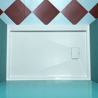 WOODBRIDGE 48 in. x 32 in. Solid Surface Shower Pan Base in White, Alcove Installation with Left Drain, Slip-Resistant & Mold-Resistant
