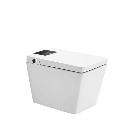 WOODBRIDGE EBT-WH01 One Piece Square Smart Bidet Toilet with Auto Open & Close, Foot Sensor, Auto Flush, Multiple Spray Modes, Heated Seat, Warm Water and Air Dryer, Auto LED Nightlight, Glossy White