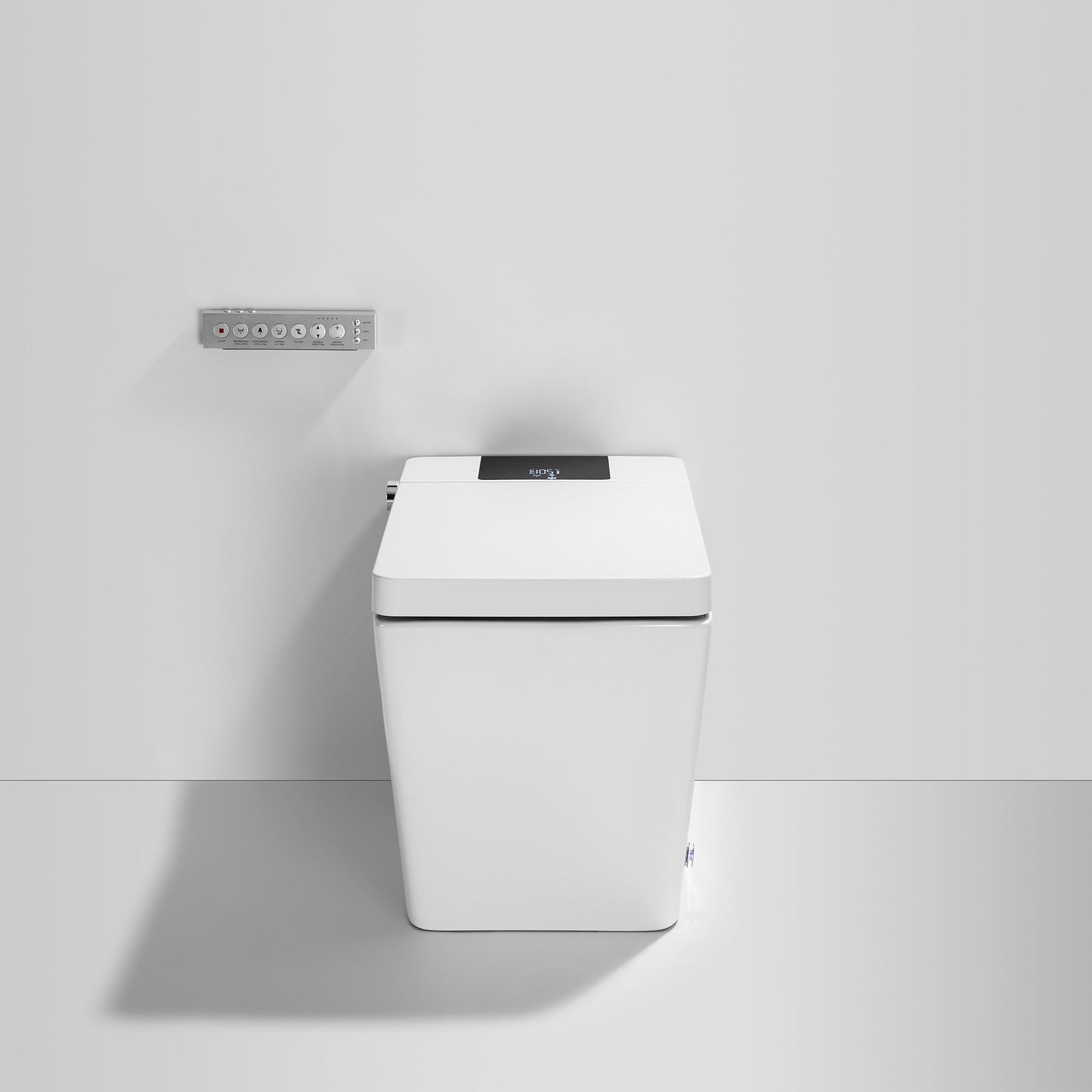 WOODBRIDGE EBT-WH01 One Piece Square Smart Bidet Toilet with Auto Open & Close, Foot Sensor, Auto Flush, Multiple Spray Modes, Heated Seat, Warm Water and Air Dryer, Auto LED Nightlight, Glossy White