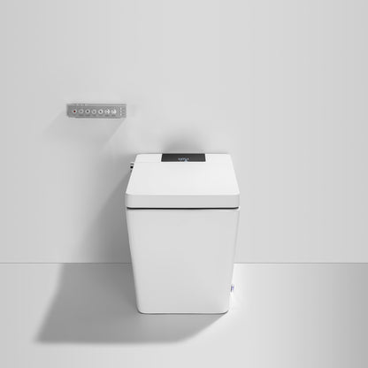 WOODBRIDGE EBT-WH01 One Piece Square Smart Bidet Toilet with Auto Open & Close, Foot Sensor, Auto Flush, Multiple Spray Modes, Heated Seat, Warm Water and Air Dryer, Auto LED Nightlight, Glossy White
