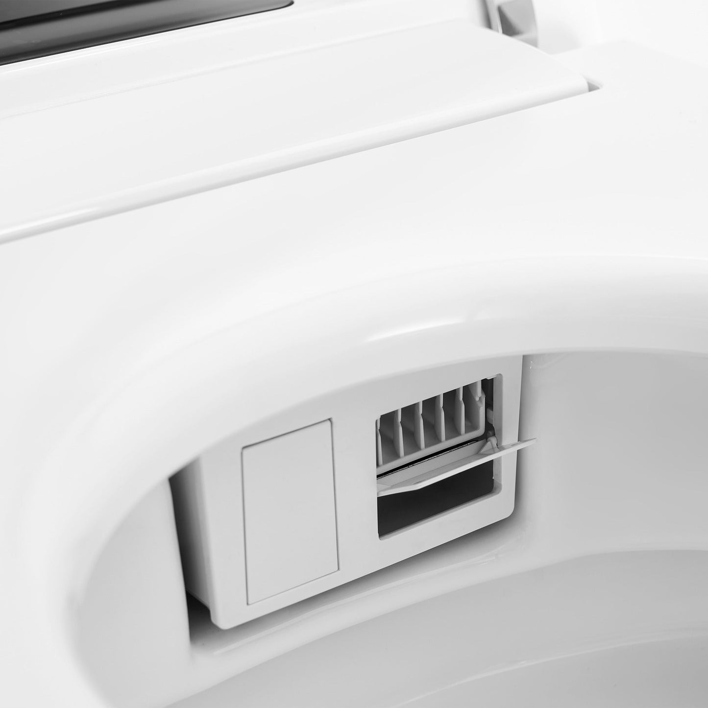 WOODBRIDGE EBT-WH01 One Piece Square Smart Bidet Toilet with Auto Open & Close, Foot Sensor, Auto Flush, Multiple Spray Modes, Heated Seat, Warm Water and Air Dryer, Auto LED Nightlight, Glossy White