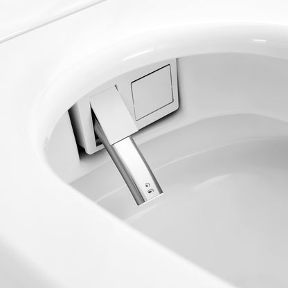 WOODBRIDGE EBT-WH01 One Piece Square Smart Bidet Toilet with Auto Open & Close, Foot Sensor, Auto Flush, Multiple Spray Modes, Heated Seat, Warm Water and Air Dryer, Auto LED Nightlight, Glossy White