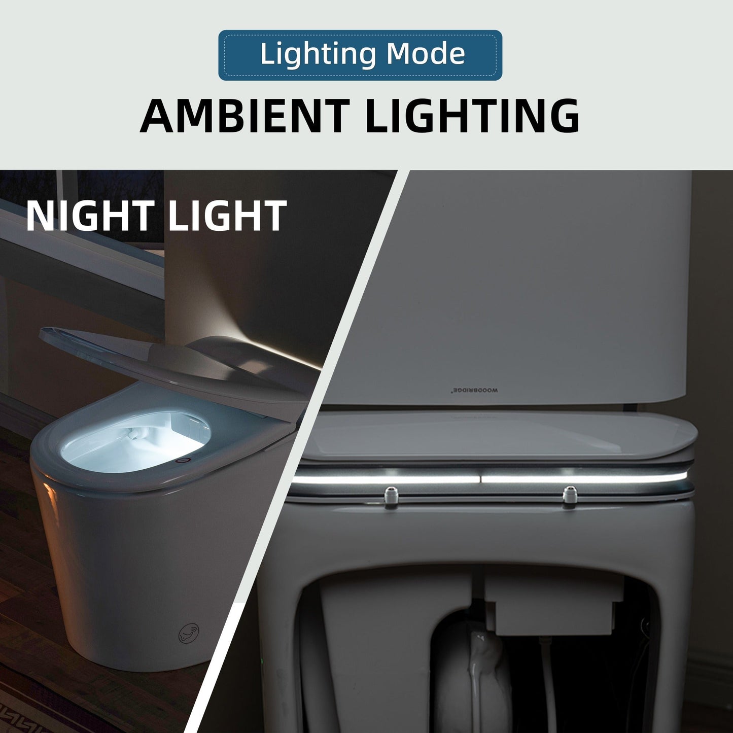 WOODBRIDGE GT100 Smart Toilet with Auto Open/Close Lid, Foot Sensor, Auto Flush, No Bidet, Heated Seat & Fragrance System, ADA Chair Height, Easy to Install