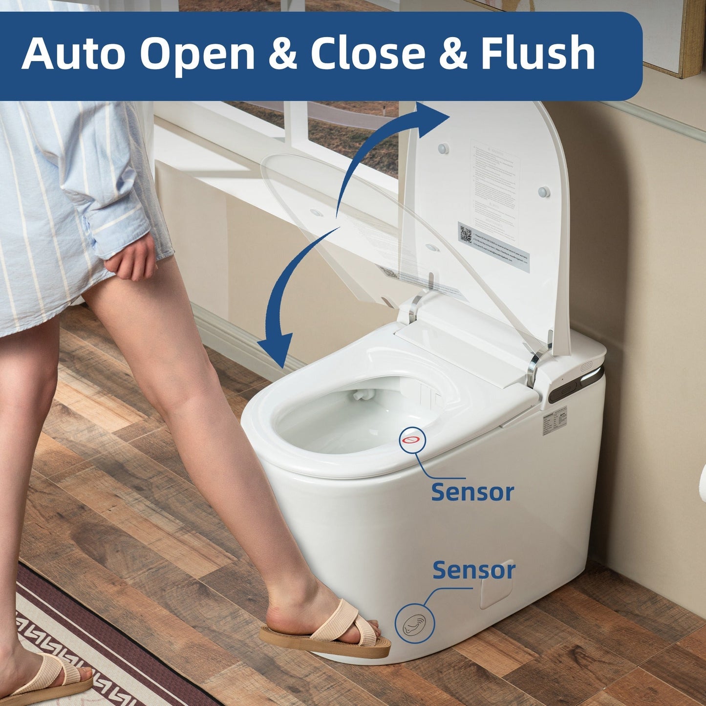 WOODBRIDGE GT100 Smart Toilet with Auto Open/Close Lid, Foot Sensor, Auto Flush, No Bidet, Heated Seat & Fragrance System, ADA Chair Height, Easy to Install