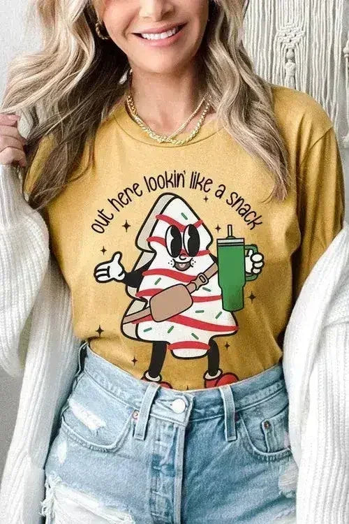 Christmas Cookie Graphic T-Shirt - "Lookin' Like a Snack" | Femstylo
