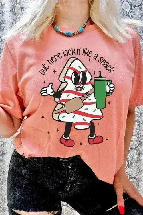 Christmas Cookie Graphic T-Shirt - "Lookin' Like a Snack" | Femstylo