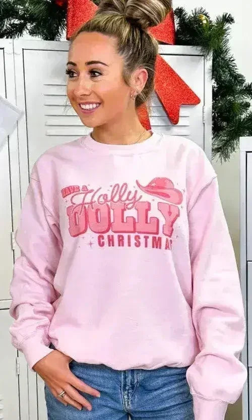 Holly Dolly Christmas Graphic Sweatshirt | Festive & Cozy