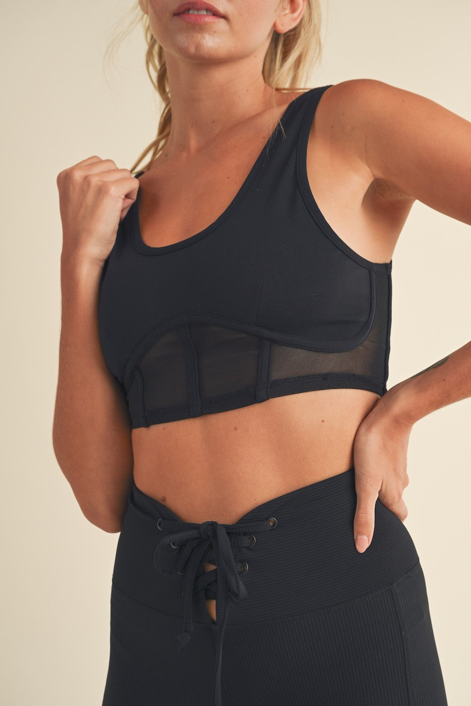 Bustier Active Top With Mesh Inlays