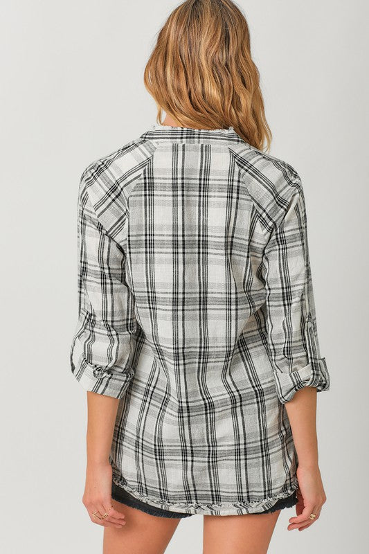 Double Cloth Fray Bottom Shirt