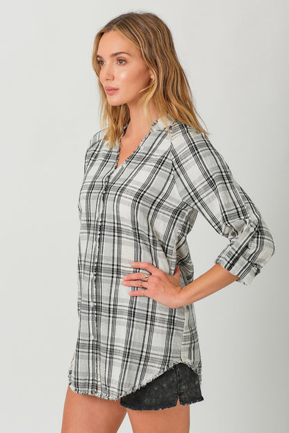 Double Cloth Fray Bottom Shirt