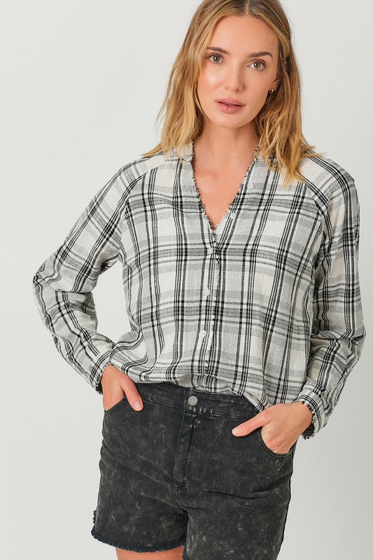 Double Cloth Fray Bottom Shirt