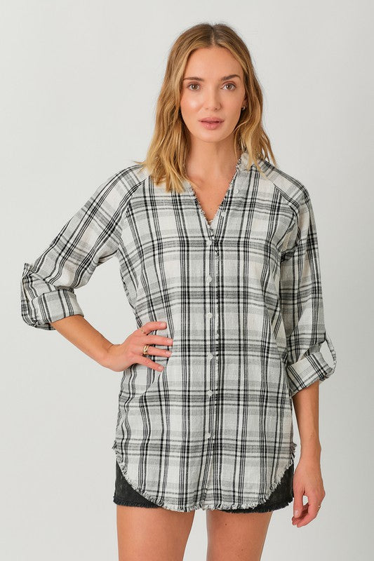 Double Cloth Fray Bottom Shirt