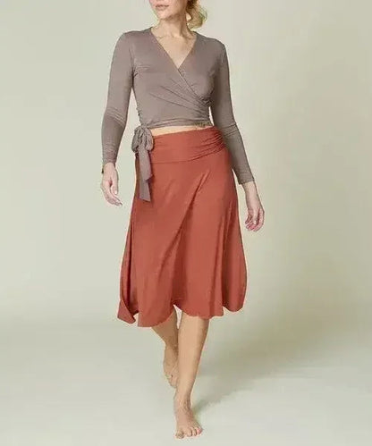 Bamboo Flared Skirt – Organic Mid-Length with Shirring