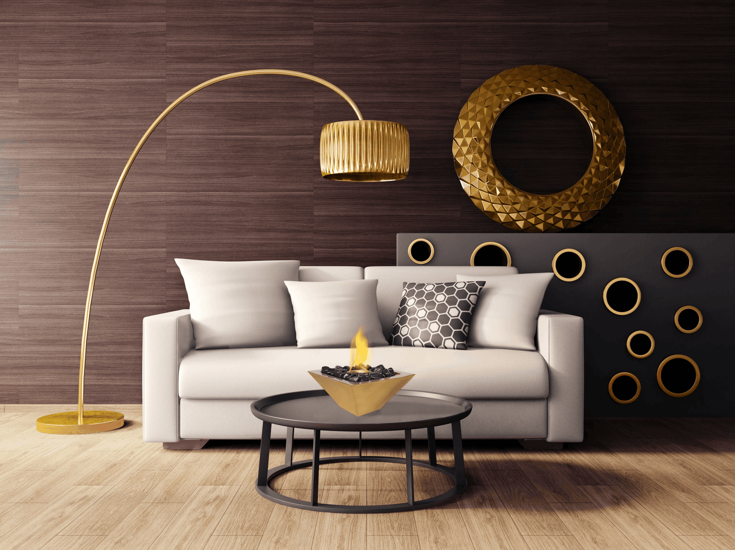 Empire Matte Gold Indoor/Outdoor Tabletop Fireplace