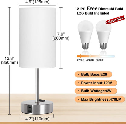 Table Lamp for Bedroom Set of 2, Bedside Small Lamps with 3 Way | Lighting | Kitchen + Metal