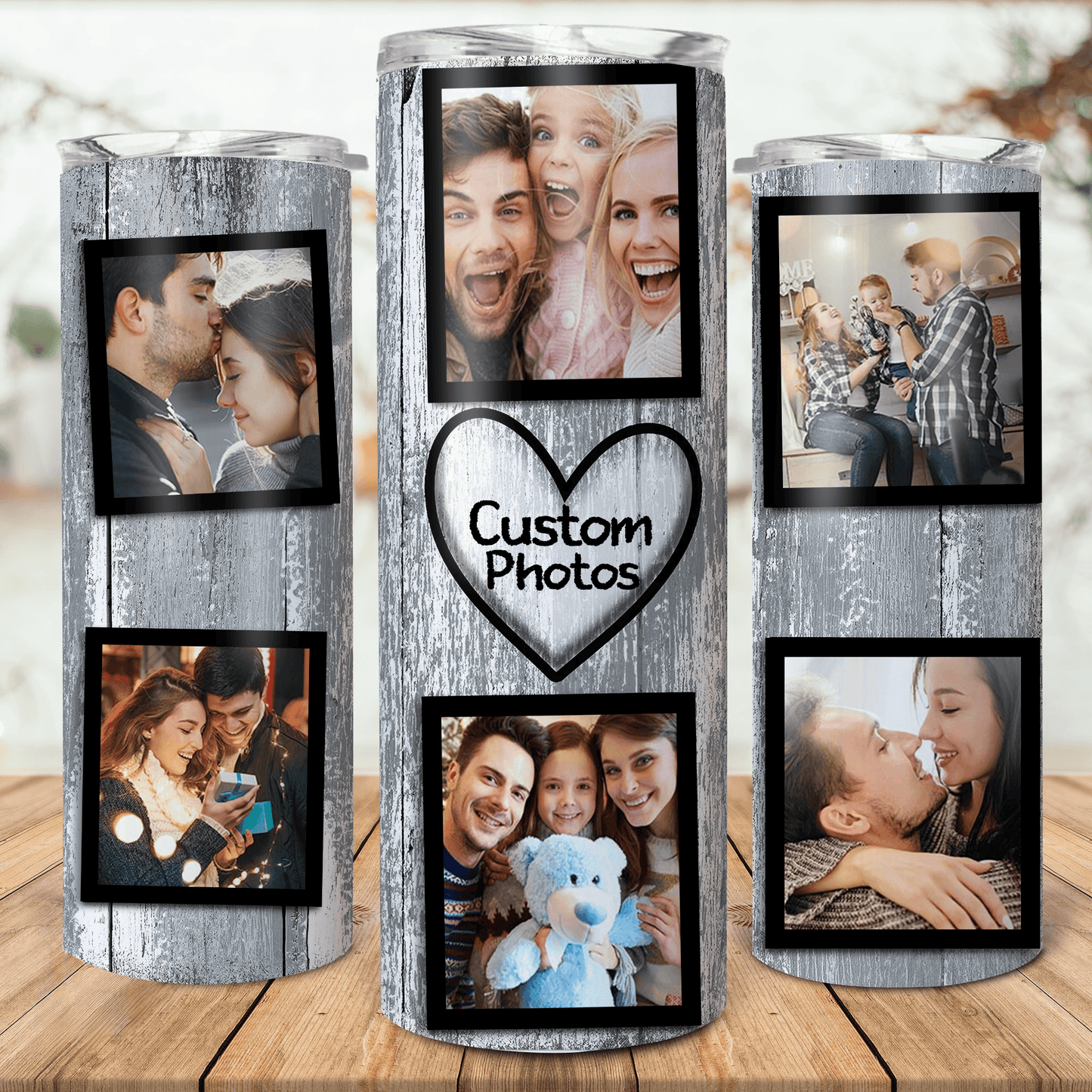 Custom Photo Collage Tumbler - Personalized Custom 20oz Skinny Tumbler Cup - Birthday, Loving, Funny Gift For Couples, Anniversary, Husband, Wife, Girlfriend, Boyfriend, Family, Her/Him