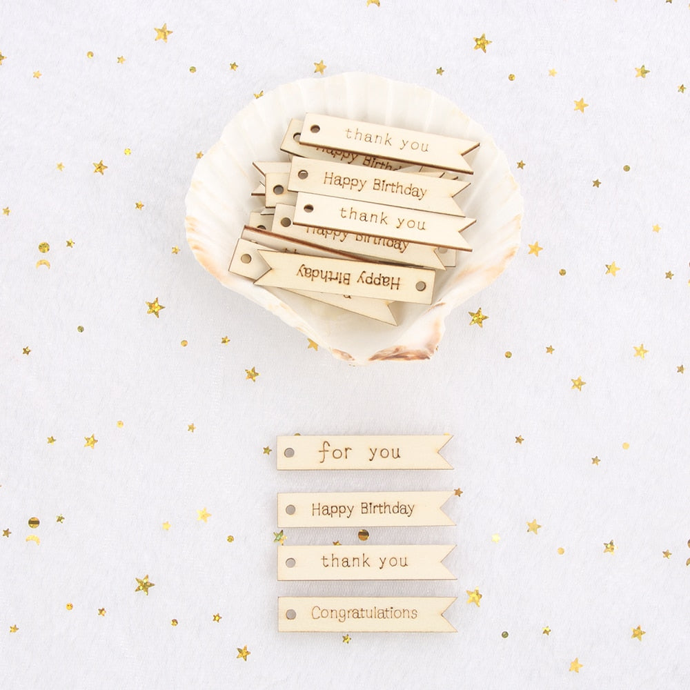20pcs Laser Cut Wooden Letter Embellishment Wood
