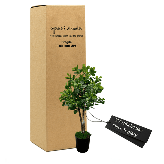 Elegant 3' Bay Olive Leaf Topiary In Home Basics Pot