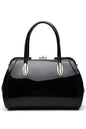 Patent Satchel Handbag - Gold Accent Faux Leather Bag | Femstylo