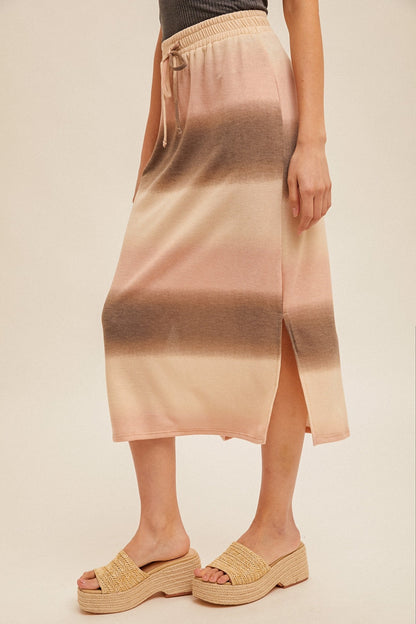 Side Slit Elastic Waist Skirt