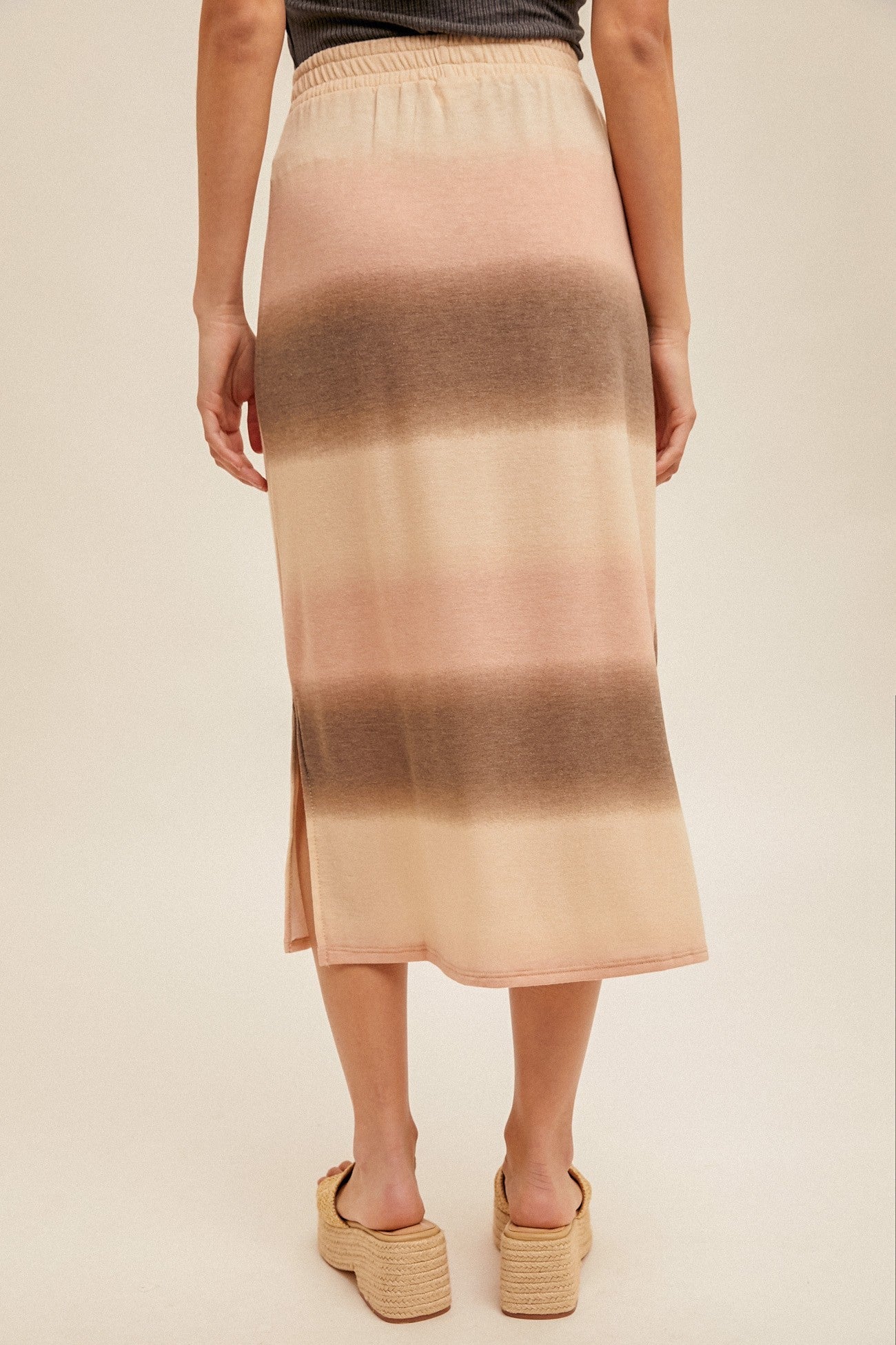 Side Slit Elastic Waist Skirt