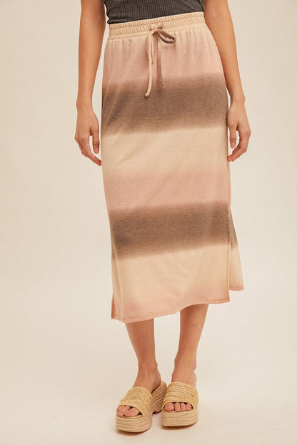 Side Slit Elastic Waist Skirt