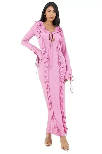 Long Sleeve Bodycon Maxi Dress - Slim Fit | Femstylo