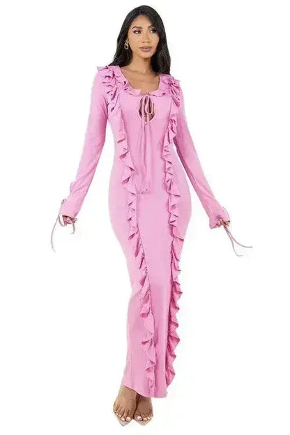 Long Sleeve Bodycon Maxi Dress - Slim Fit | Femstylo