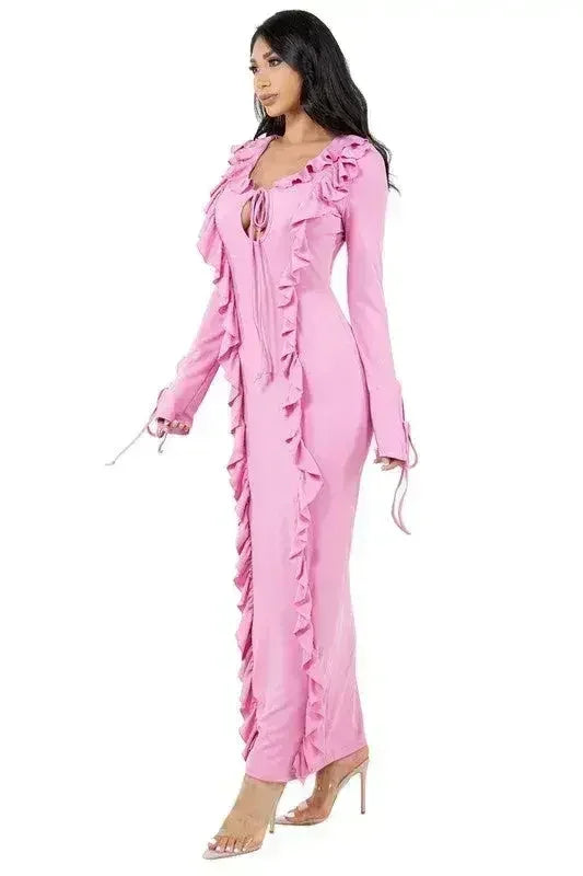 Long Sleeve Bodycon Maxi Dress - Slim Fit | Femstylo