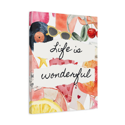 Life is Wonderful Canvas Wall Art, Colorful Decor, Inspirational Gift, Home Display, Summery Wall Art, Motivational Print