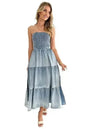Women's Denim Fashion Dress - Sexy Sleeveless with Side Pockets
